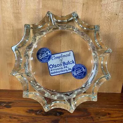 Vintage BUICK Glass ASHTRAY Altoona Pennsylvania Cigar Gas Oil Dealer Sign Can  • $99.95