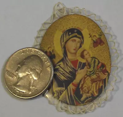 Vtg Our Lady Of Perpetual Help Wrapped Scapular Badge • $10