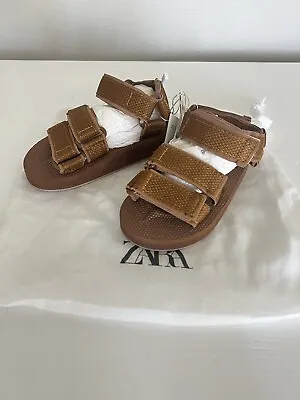 $25 • Buy ZARA Girls Sandals Size 26/27 US 10 1/2 Brown Strap