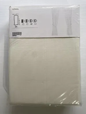 NEW IKEA LENDA CURTAINS WITH TIE BACKS BLEACHED WHITE 140 X 250cm - 301.119.78 • £26.50