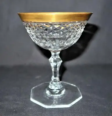 Moser Or Saint Louis Style Crystal Gold Rim Diamond Cut Champagne Sherbet 4 3/4  • $29.99