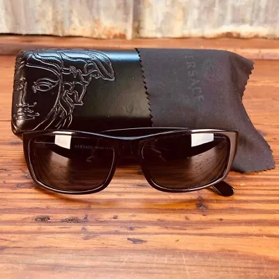 Vintage VERSACE Medusa SUNGLASSES 4082 GB 1/87 Hard Leather CASE Fashion Unisex • $75