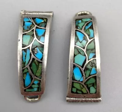 Native American Zuni Pyrite Turquoise Fish Scale Silver Watch Tips 11.07 Gtw • $73.99