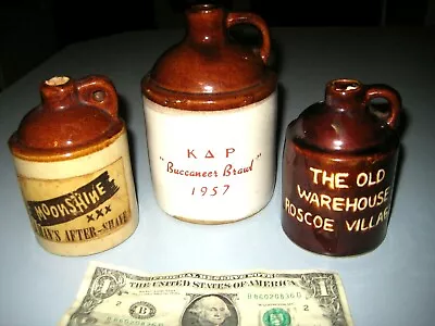  3 Vintage Miniature Pottery Jugs Moonshine Buccaneer Brawl 1957 Rosco Village • $24.99