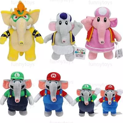 Super Mario Bros Plush Elephant Bowser Luigi Toad Doll Wonder Stuffed Toy Gift • £10.99