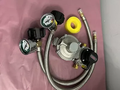 2-Stage Auto Changeover Rv Propane Regulator 2 Tank 18  Inch LP Pigtail Hoses Wi • $38.99