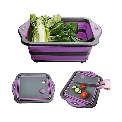 6L Collapsible Washing Up Bowl Foldable Chopping Board  Washing Camping Kitchen • £8.99