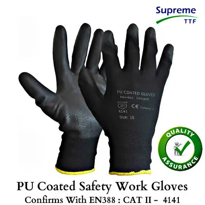 24 Pairs PU Coated Industrial Safety Work Gloves Mens Builders Construction Grip • £0.99