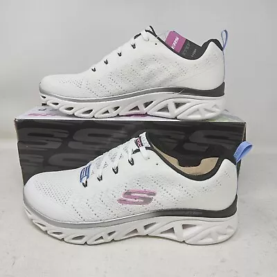 Wmns Skechers Glide Step Sport New Wonder Comfy Gym Shoes / White Pink / 149554 • £38.60