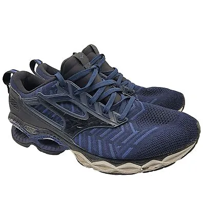 Mizuno Creation Mens 9.5 Blue WaveKnit Infinity Wave Running Athletic Shoes • $54.95