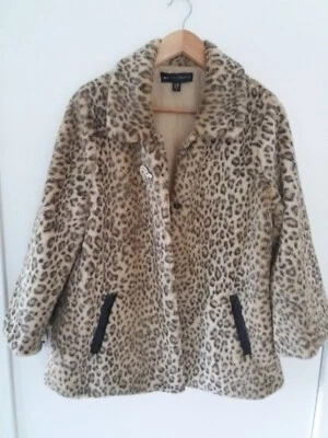 £0.99 • Buy Ladies Leopard Coat Mela London UK Size 10 Swing Coat See Description