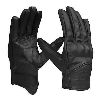 Men Leather Motorbike Gloves Summer Hard Knuckle Touchscreen Biker Motorcycle • £10.49