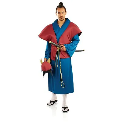 Mens Samurai Costume + Hat M L XL Adult Japanese Ninja Warrior Fancy Dress • $39.95