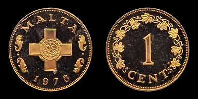 1978 Malta 1 Cent Proof Coin George Cross Surrounded By Legend 3244 Made • $6.50