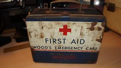 Vintage Wood's Emergency First Aid Kit Metal Case & 1940's Medical Supplies! • $55.95