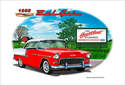 1955 Chevy Bel Air Muscle Car Art Print - 11 Colors • $34.99