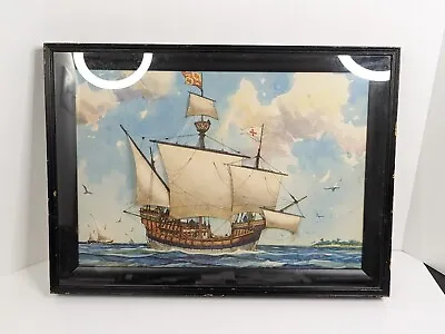 Santa Maria Clipper Ship Picture Art 3D Sails Decor Diorama 19.5  X 14  X 2   • £89.36