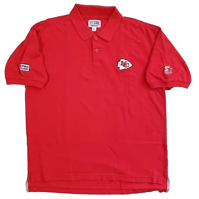 Vtg Kansas City Chiefs Shirt Mens XL Football NFL SS Polo Red Starter Pro Line • $19.99
