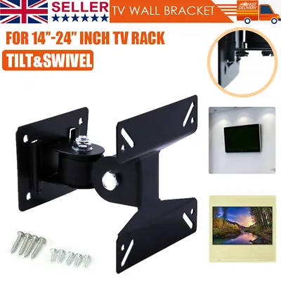 14-24inch TV Wall Bracket Tilt Swivel LCD LED Plasma TV Wall Mount Fixed UK • £5.89