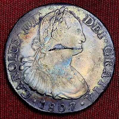 Mexico Spanish Colonial 8 Reales Carol Carolus IIII 1807 Mo TH Mexico City Mint • $100