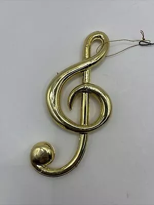 Music Note Christmas Ornament 4.5” Plastic Gold Tone Choral Teacher Singer Gift • $3