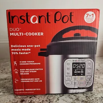 Instant Pot Duo 7-in-1 Electric Pressure Cooker 3 Qt V5 Stainless Steel OPEN BOX • $49.99