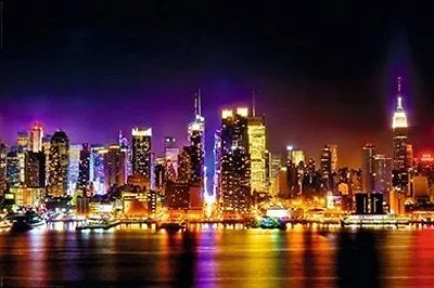 MANHATTAN - REFLECTIONS POSTER - 24x36 NEW YORK CITY NYC LIGHTS 23240 • $11.95