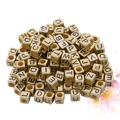 500 PCS Square Letter Beads Small Alphabet Jewelry Assorted • £9.49
