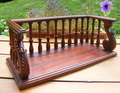 A Mahogany Library Balustrade Gallery Table Top Book Stand Trough Case • £275