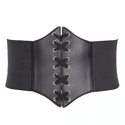 Black Women's Ladies Underbust Waist Wide Band Belt Lace Up Cincher Shape Corset • £3.52