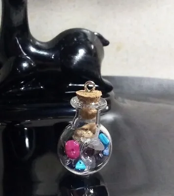 $4.93 • Buy Mini Gemstone Filled Glass Jar Pendant Mixed Stones