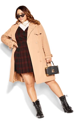 $50 • Buy City Chic Womens Plus Size Pinafore Check Mini Dress - Berry