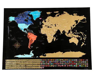 World Scratch Map Large Black 82 X 52cm - Fast/Free Shipping/AU Stock • $8.99