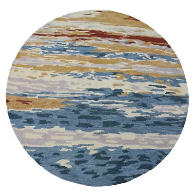 Hand Tufted Wool 8'x8' Round Area Rug Abstract Multicolor BBH Homes BBK00S13 • $316.77
