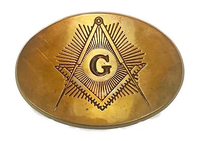 Masonic Freemason Belt Buckle Baron Solid Brass 5038 Vtg Taiwan • $47.99