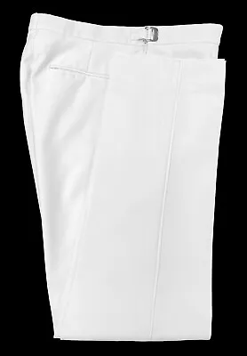 Men's Flat Front White Tuxedo Pants Adjustable Waist With Narrow Satin Stripe • $19.95