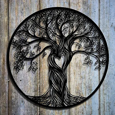 Tree Of Life Large Black Metal Wall Art Decoration 30cm/40cm/50cm  Diameter UK • £17.95