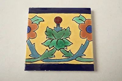 Flower Vine Tropico Art Pottery Tile(C5R-1)Decorated Vintage Ceramic Arts Crafts • $29.95