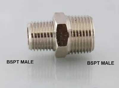 BSPT Male To Male Stainless Steel 316 Reducing Adaptors Reducing Hexagon Nipples • £2.69