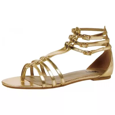 Rome Gold Roman Gladiator Cleopatra Greek Goddess Sandal Flats Costume Shoes • $29.27