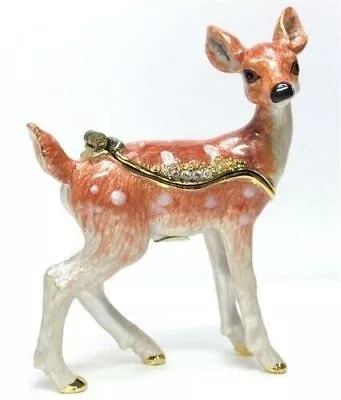 Deer Fawn Trinket Box Hinged Beautifully Jeweled Enameled NIB  • $30.60