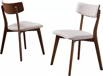 Abrielle Mid-Century Modern Dining Chairs With Rubberwood Frame 2-Pcs Set Ligh • $214.99