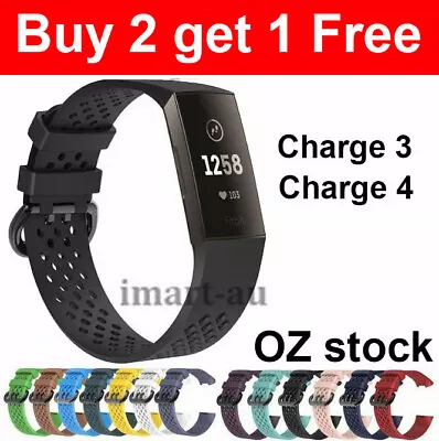 Fitbit Charge 3 4 Sports Band Silicone Replacement Strap Wristband • $6.50
