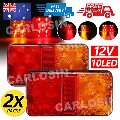 2X10 LED Tail Lights Trailer Ute Caravan Truck Stop Indicator Rear LAMP 12V IP67 • $10.45