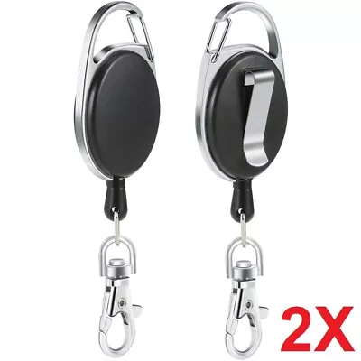 Retractable Extendable Extending Coil Stretch Pull Cord Spring Keyring Key Chain • £6.49