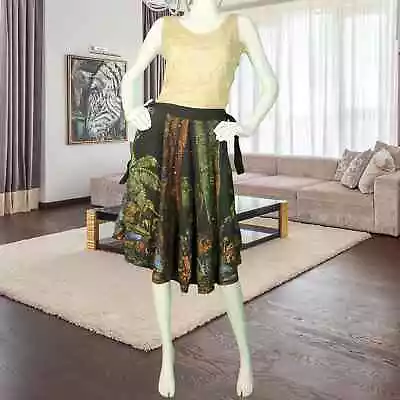 Vintage Hand Painted Mexican Souvenir Tourist Sequin Mitela Circle Skirt 32 • £159.09