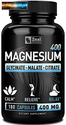 Premium Chelated Magnesium Glycinate Malate Citrate (400mg 180 Capsules) Max • £21.47
