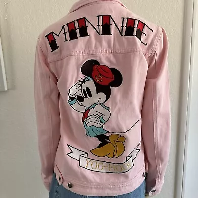 Disney Small Cakeworthy Pink Embroidered Minnie Mouse Sailor Denim Jacket Travel • $58