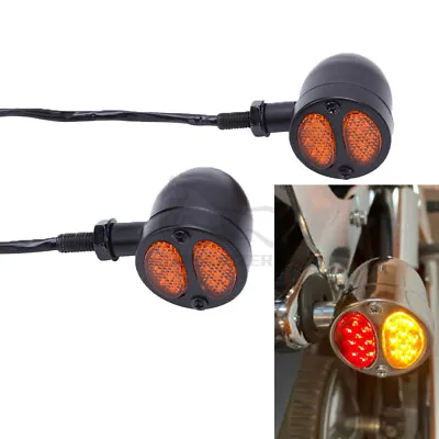 Universal Motorcycle Bullet LED Turn Signal Indicator Running Brake Light Black • $17.09