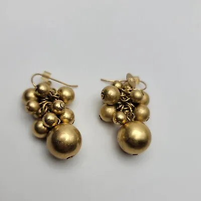 Vintage Mma Metropolitan Museum Of Art Gold Tone Replica Dangle Cluster Earrings • $40